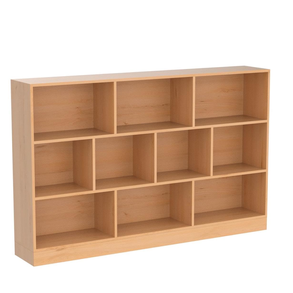 IOTXY 3-Tier Open Shelf Bookcase - Wooden Floor Standing Display Cabinet with 10 Cubes, Short Horizontal Bookshelf Organizer in Pear Yellow | Perfect for Living Room, Bedroom & Office Storage