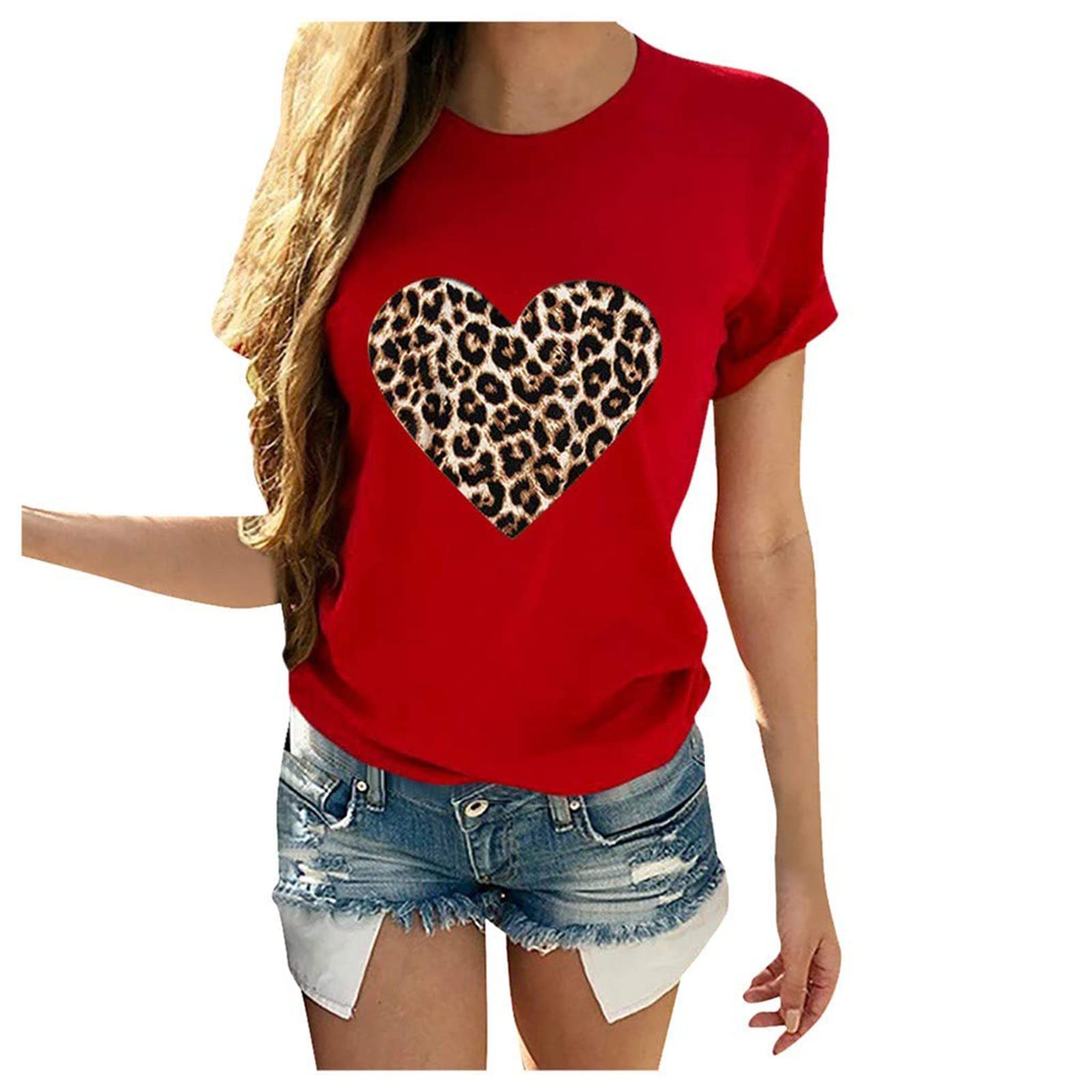 Women's Heart Graphic T-Shirt - Short Sleeve Regular Fit Cute Top for Casual Wear, Funny Gift Idea 2023 | Perfect for Valentine's Day, Date Night & Everyday Outfits