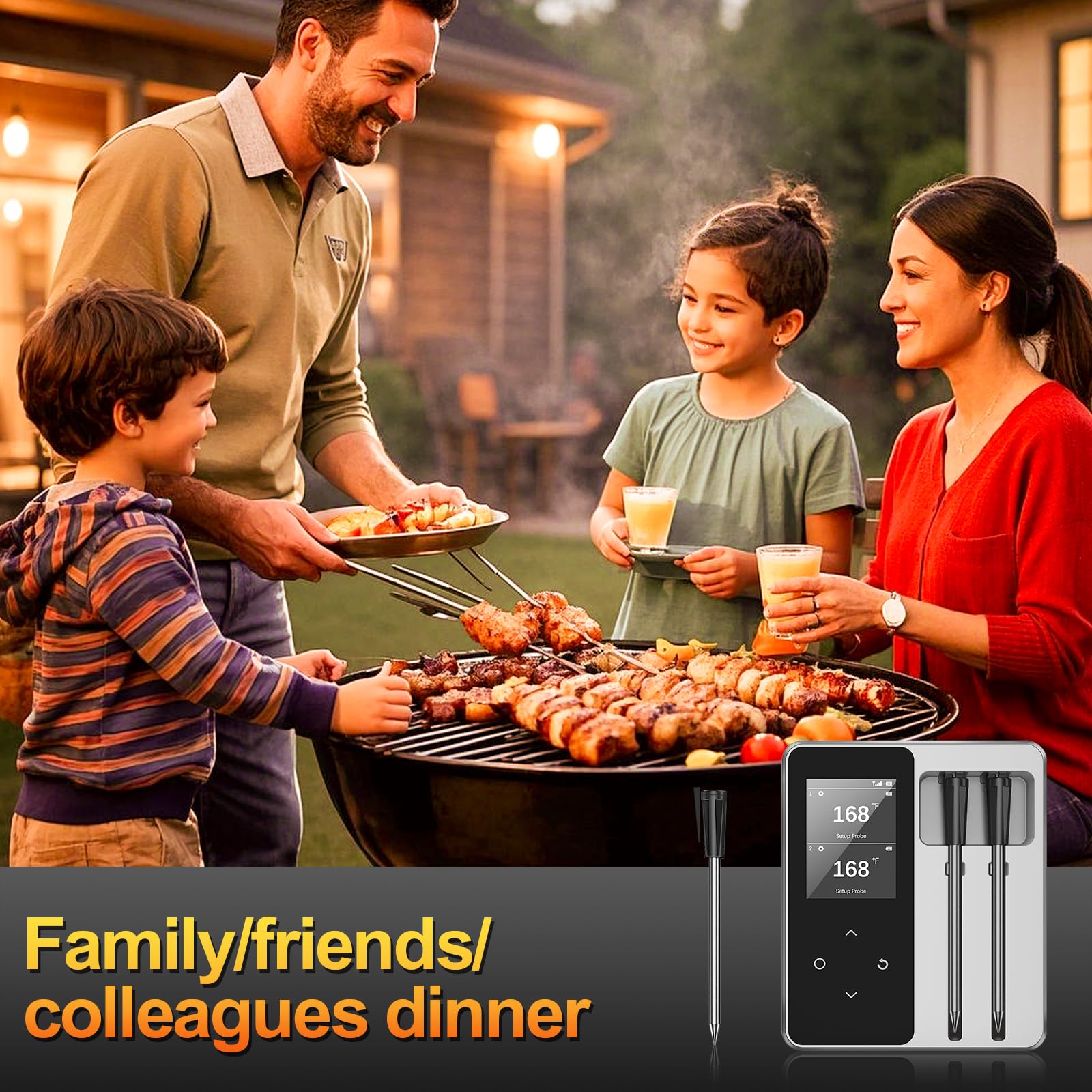 Wireless Bluetooth Meat Thermometer with Standalone Base & 2 Probes - Smart Remote Cooking Thermometer for BBQ, Grilling, Oven, Smoker, Air Fryer - Perfect Gift for Men & Home Chefs - Monitor Food Temperature for Juicy Steaks, Roasts & More