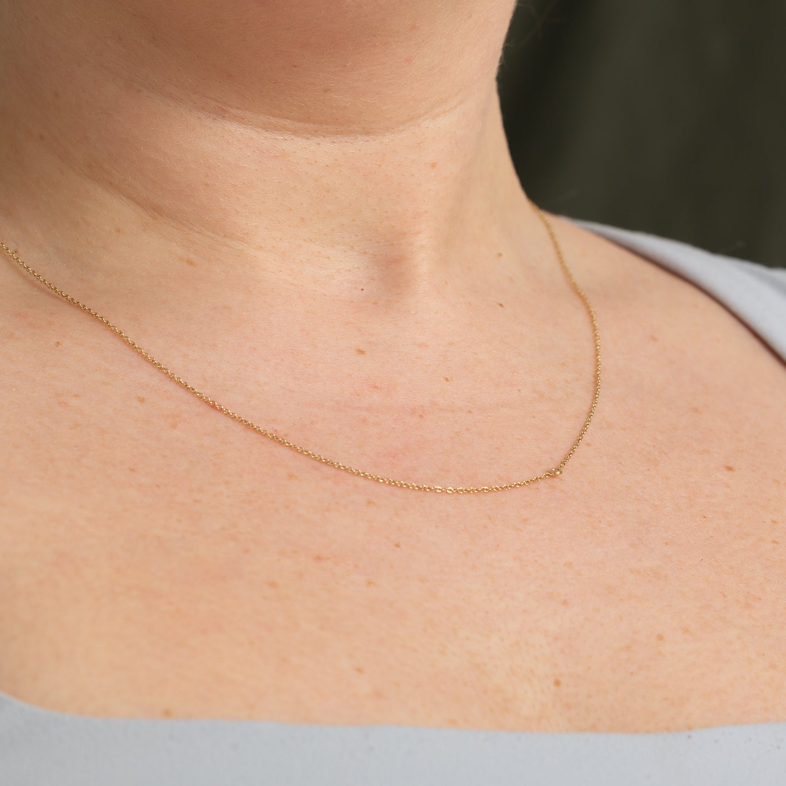 Zoé Chicco 14k Gold Offset Floating Diamond Chain Necklace | 0.02ct Diamond Pendant | 18 Inch | Dainty Layering Jewelry for Women | Perfect for Everyday Wear & Special Occasions