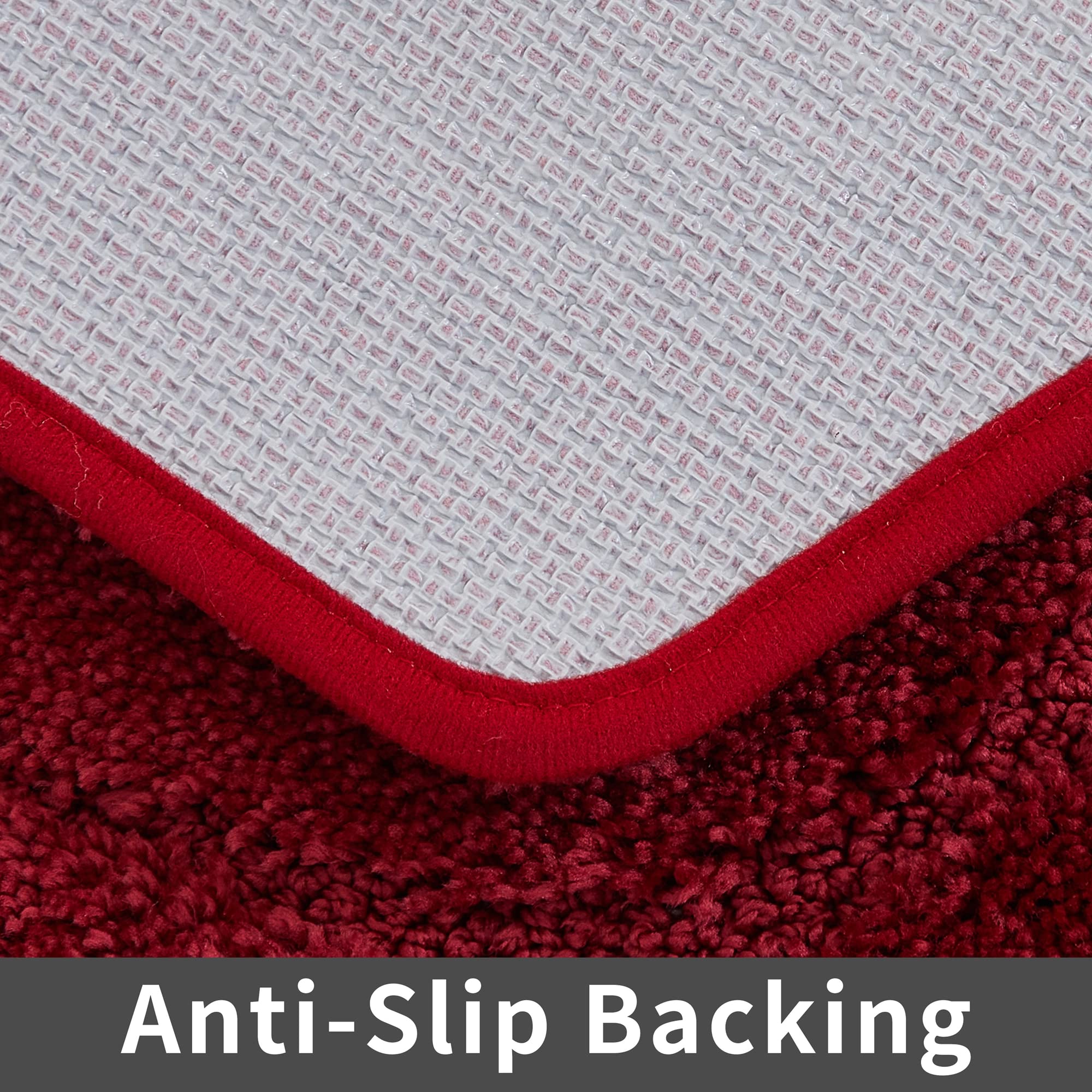 Extra Thick Non-Slip Bath Rugs Set - Super Soft Plush Shaggy Bath Mat with Water Absorbent Polyester for Bathroom, Bedroom & Living Room (Red, 17x27 Inches) - Perfect for Cozy Home Decor & Wet Floor Safety