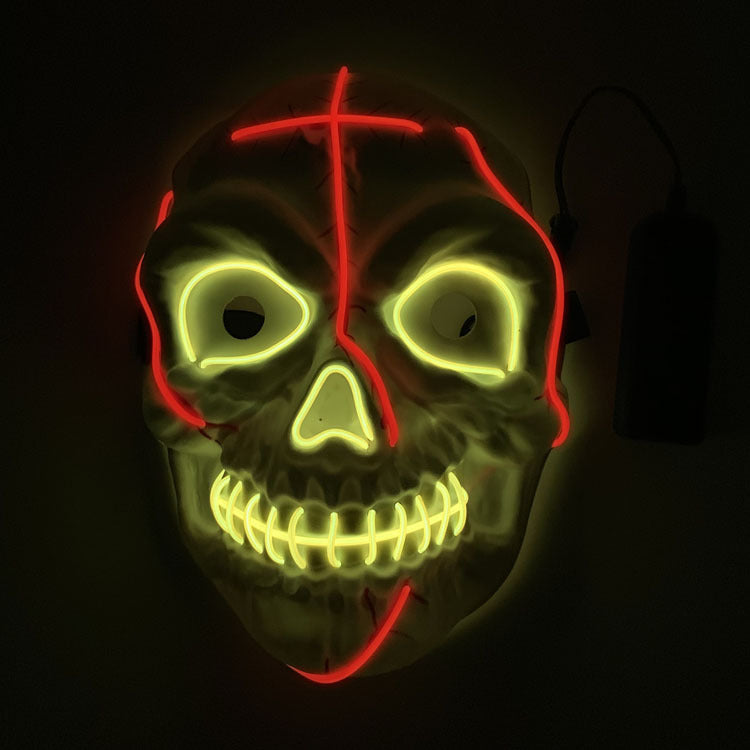 Glow in The Dark Halloween LED Light Up Mask - Scary Glowing Face Cover for Costume Parties & Trick or Treating