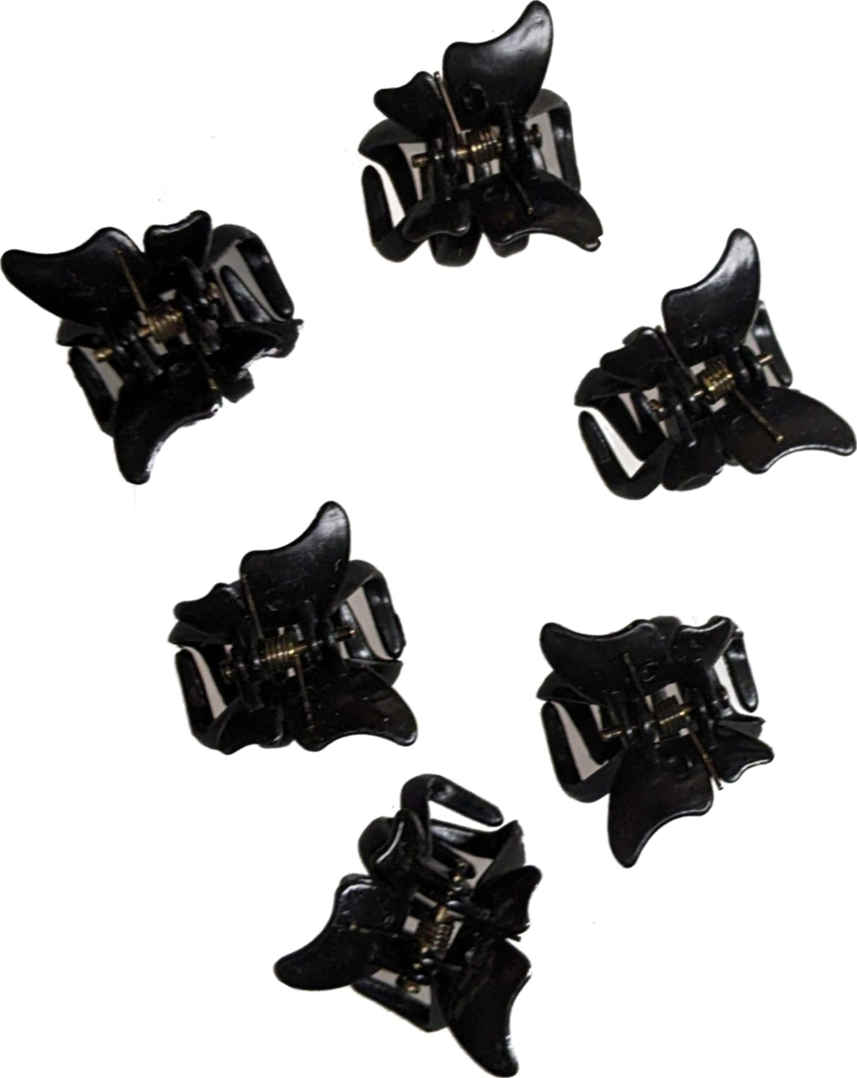 6pcs 2cm Black Butterfly Hair Clips for Women & Girls - Party & Daily Use