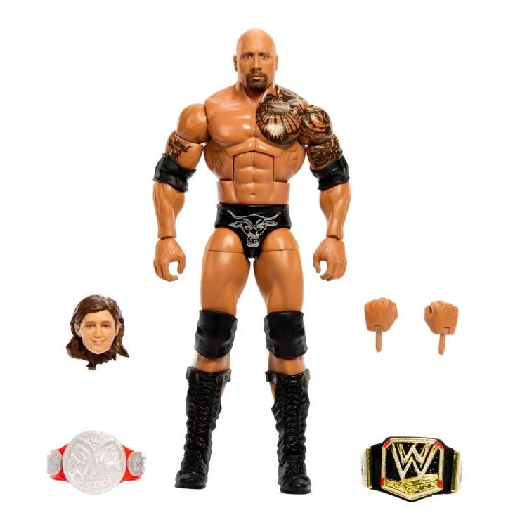 WWE WrestleMania Elite Series The Rock Action Figure (2018 Build-A-Figure Nicholas) - Collectible Wrestling Toy for Fans & Display