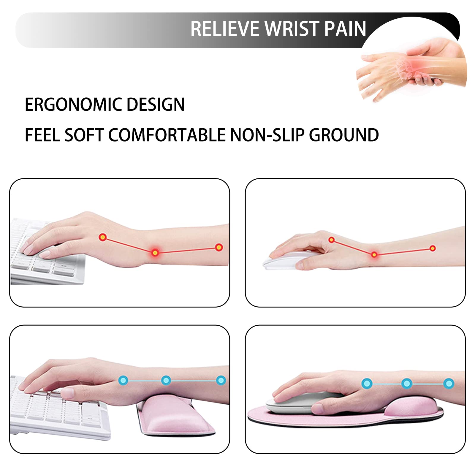 2Pcs Ergonomic Keyboard & Mouse Wrist Rest Set - Memory Foam Support with Non-Slip Base for Office & Gaming (Western Black Purple Leopard Cheetah Pattern) | Perfect for Long Computer Work, Typing & PC Gaming Comfort