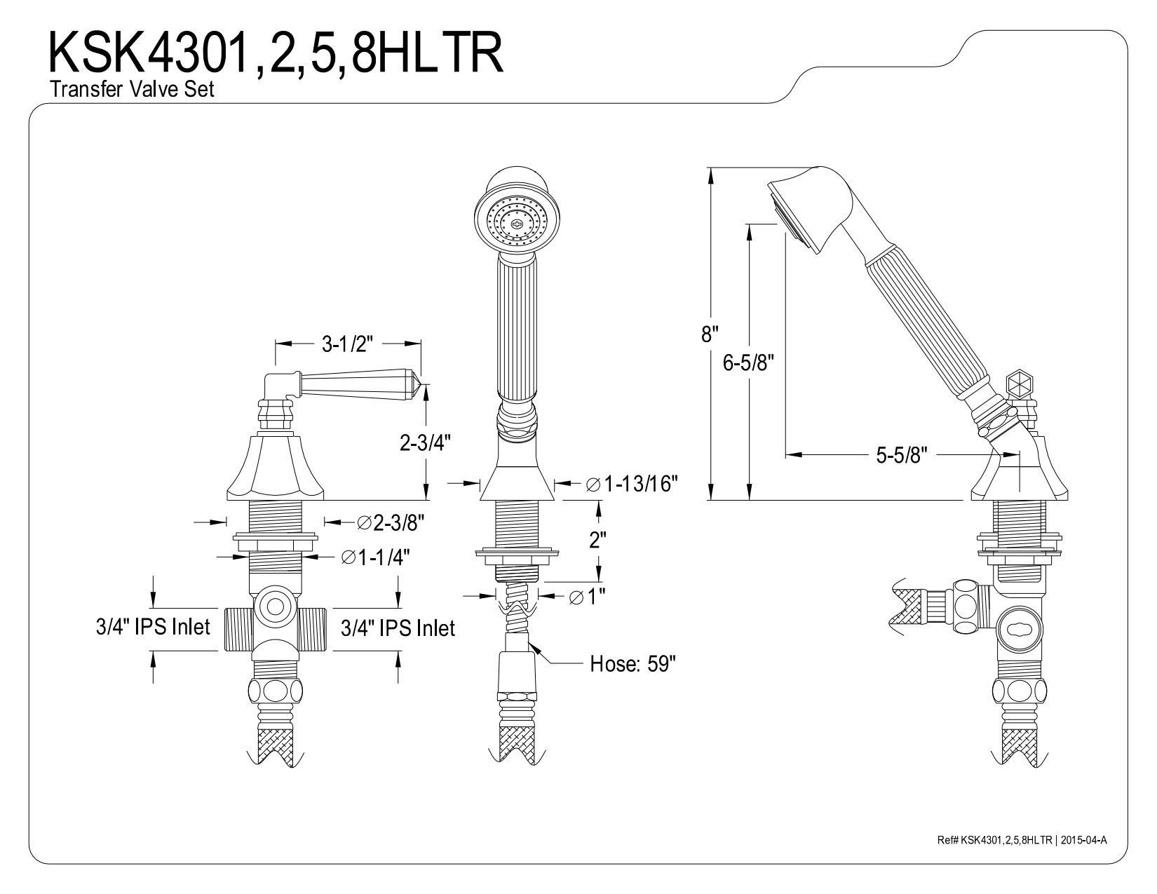 Kingston Brass KSK4305HLTR Oil Rubbed Bronze Deck Mount Hand Shower with Diverter for Roman Tub Faucet, 8 x 5.63 x 2.38 Inches - Perfect for Bathroom Spa Experience and Luxury Home Upgrade