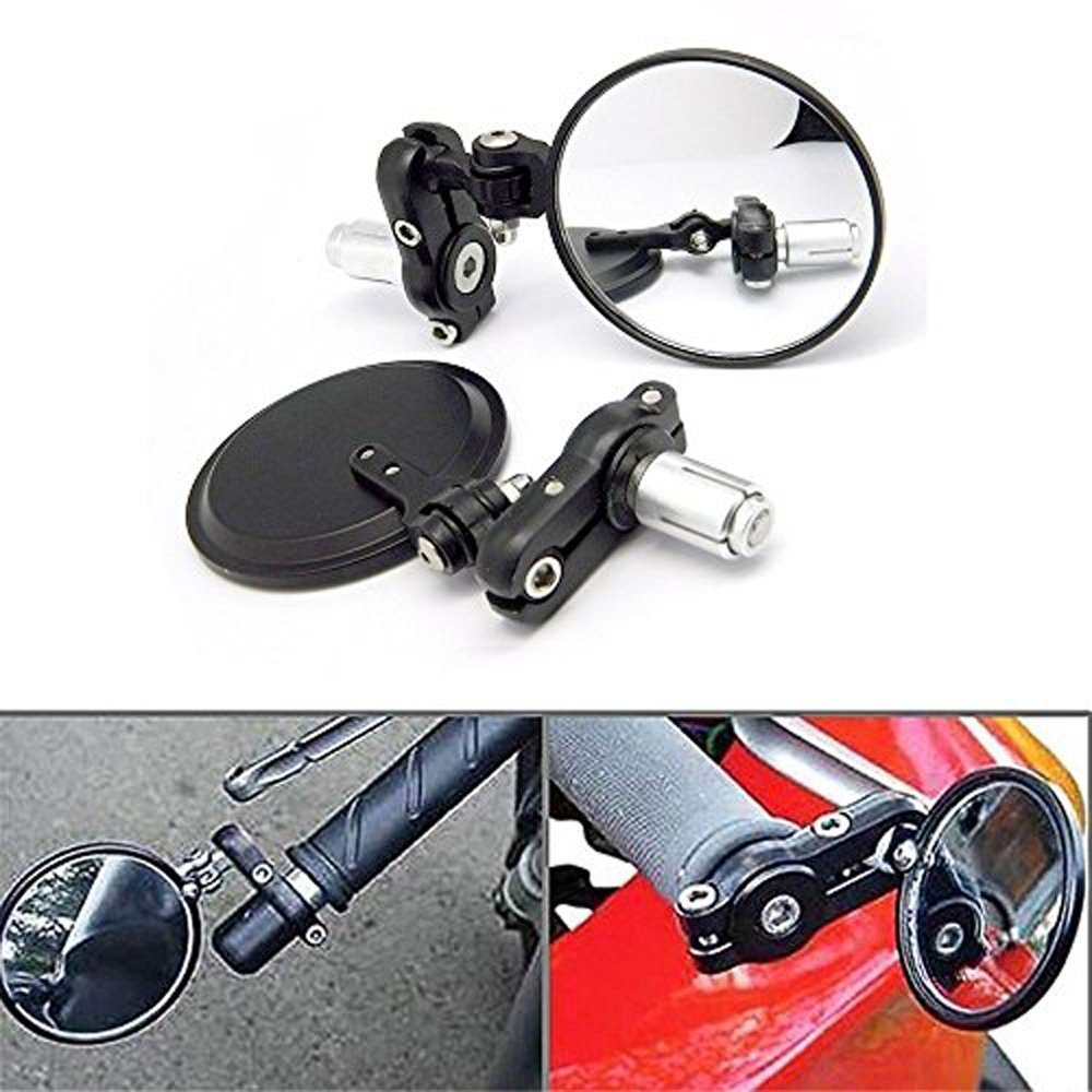 2PCS Foldable Aluminum Motorcycle Rear View Mirrors - Durable Glass Spherical Mirrors for Harley, Honda, Yamaha - Perfect for Cruisers, Touring Bikes & Off-Road Adventures