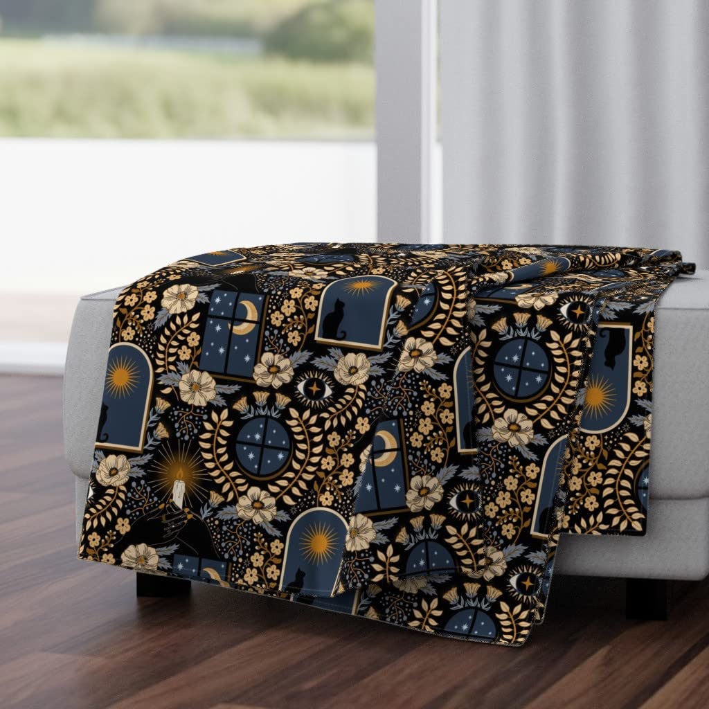 Luxe Velvet Throw Blanket 50x70 Inches - Mystical Cat with Stars & Moon Design | Soft Cozy Blanket for Bed, Couch & Home Decor | Perfect Gift for Cat Lovers
