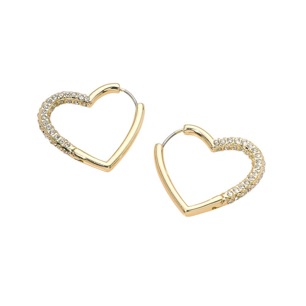 14K Gold Plated CZ Huggie Hoop Earrings - Open Heart Design for Women, Perfect for Valentine's Day, Anniversary & Everyday Wear