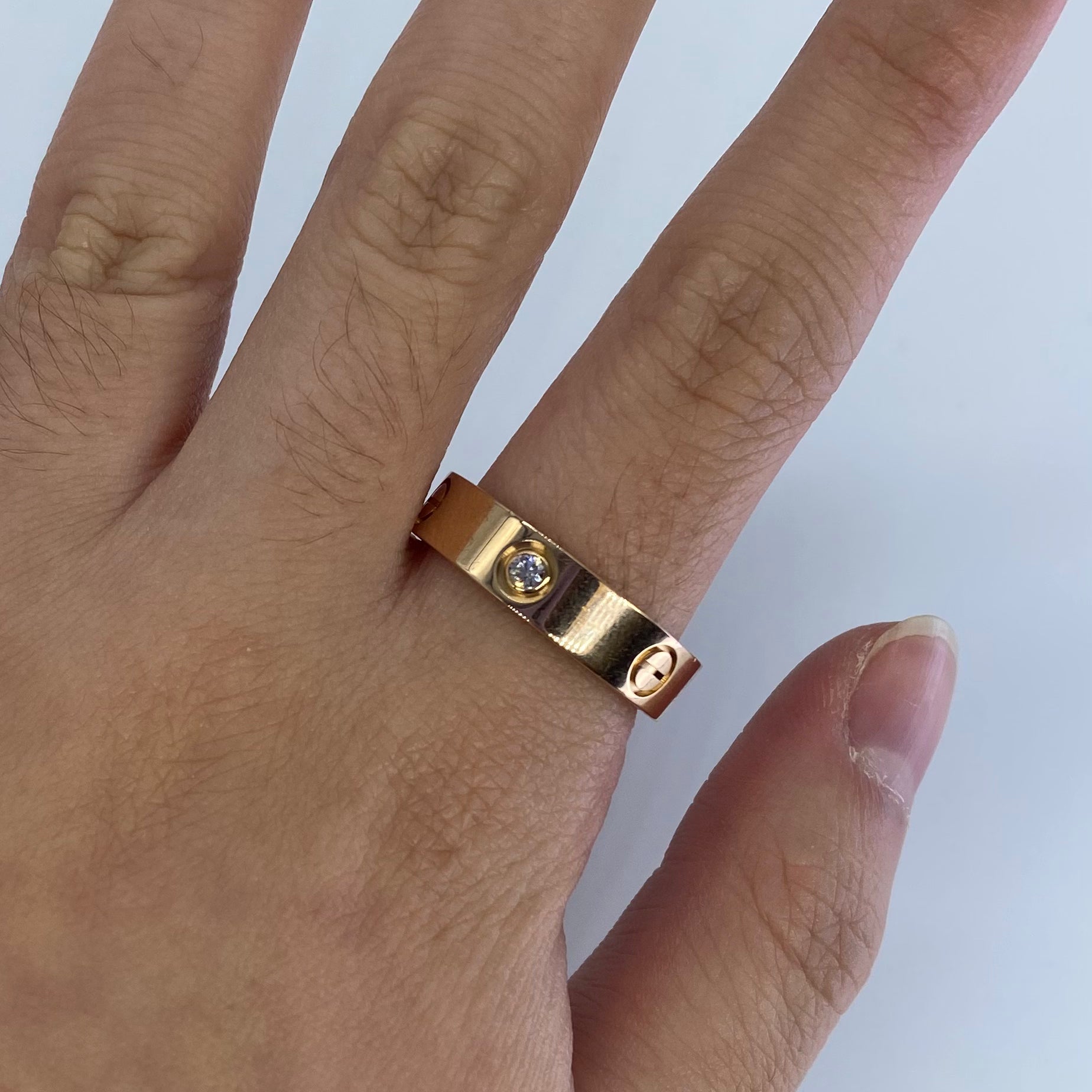 Cartier Three Diamond Love Ring in 18K Rose Gold | 0.22ctw Diamond Wedding Band | Size 10 (US) / 62 (EU) | Luxury Jewelry for Engagement, Anniversary & Special Occasions