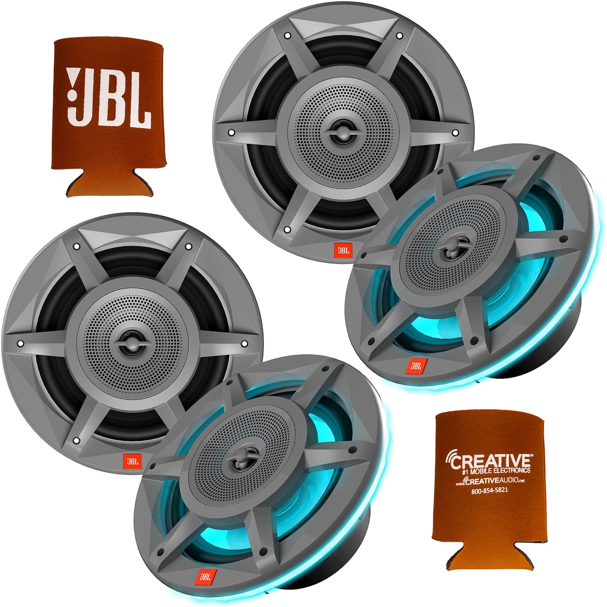 JBL MARINESTADIUM82 8-Inch Premium 2-Way Coaxial RGB LED Speakers (2-Pack, Gray) - Waterproof Marine & Outdoor Audio for Boats, Pool Parties & Backyard Entertainment