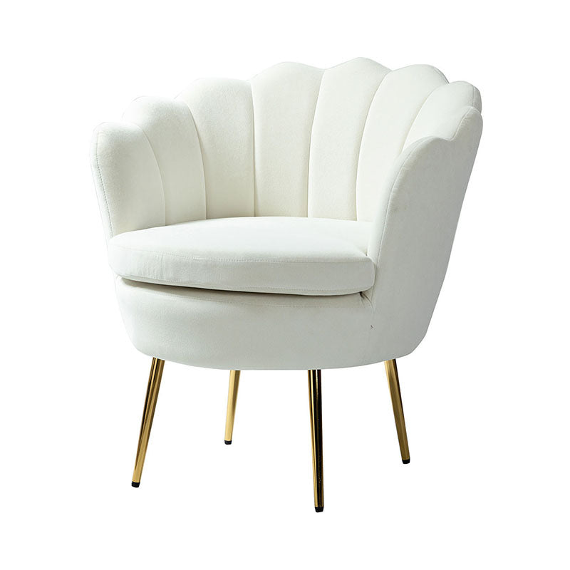 Evelia Velvet Scalloped Barrel Chair - Luxurious Velvet Accent Chair with Curved Back for Living Room, Bedroom & Office - Perfect for Reading Nook, Lounge Area or Home Decor
