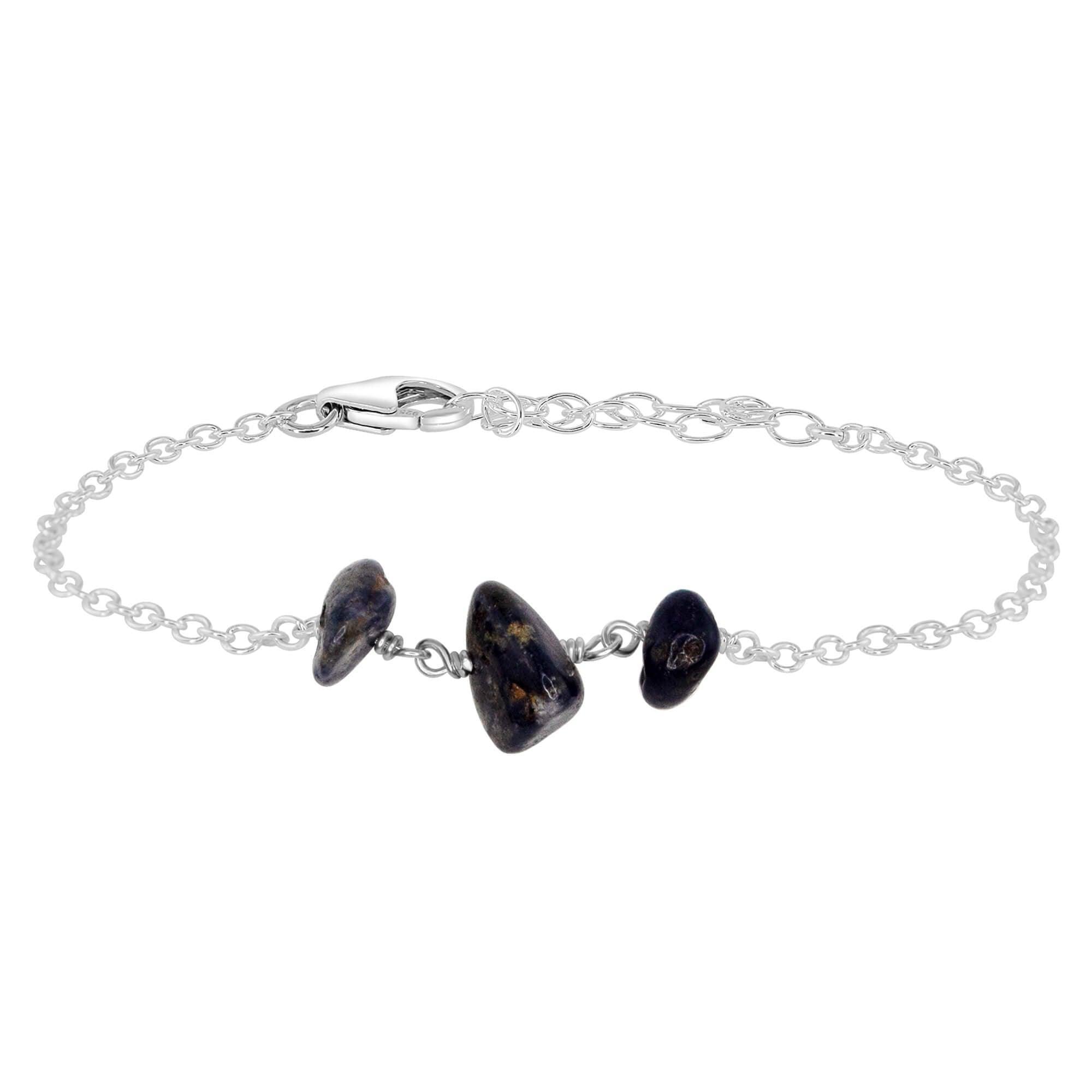 Elegant Sapphire Beaded Chain Bracelet for Women | Dainty Blue Gemstone Jewelry | Perfect for Weddings, Parties & Everyday Wear