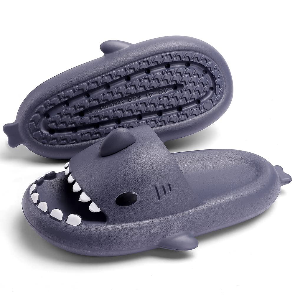 Coolloog Cloud Shark Slides for Men & Women - Non-Slip Summer Slippers with Thick Pillow Sole - Beach, Shower & Bathroom Sandals for Comfortable Wear