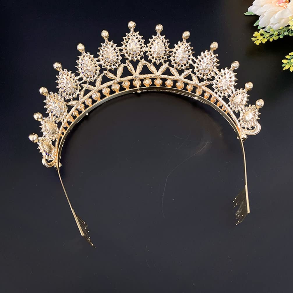 FRCOLOR Diamond Crown Hair Accessory - Bridal Tiara Headband with Crystal & Pearls for Weddings, Prom, Pageants | Elegant Wedding Hair Jewelry for Bride, Bridesmaid, Quinceañera