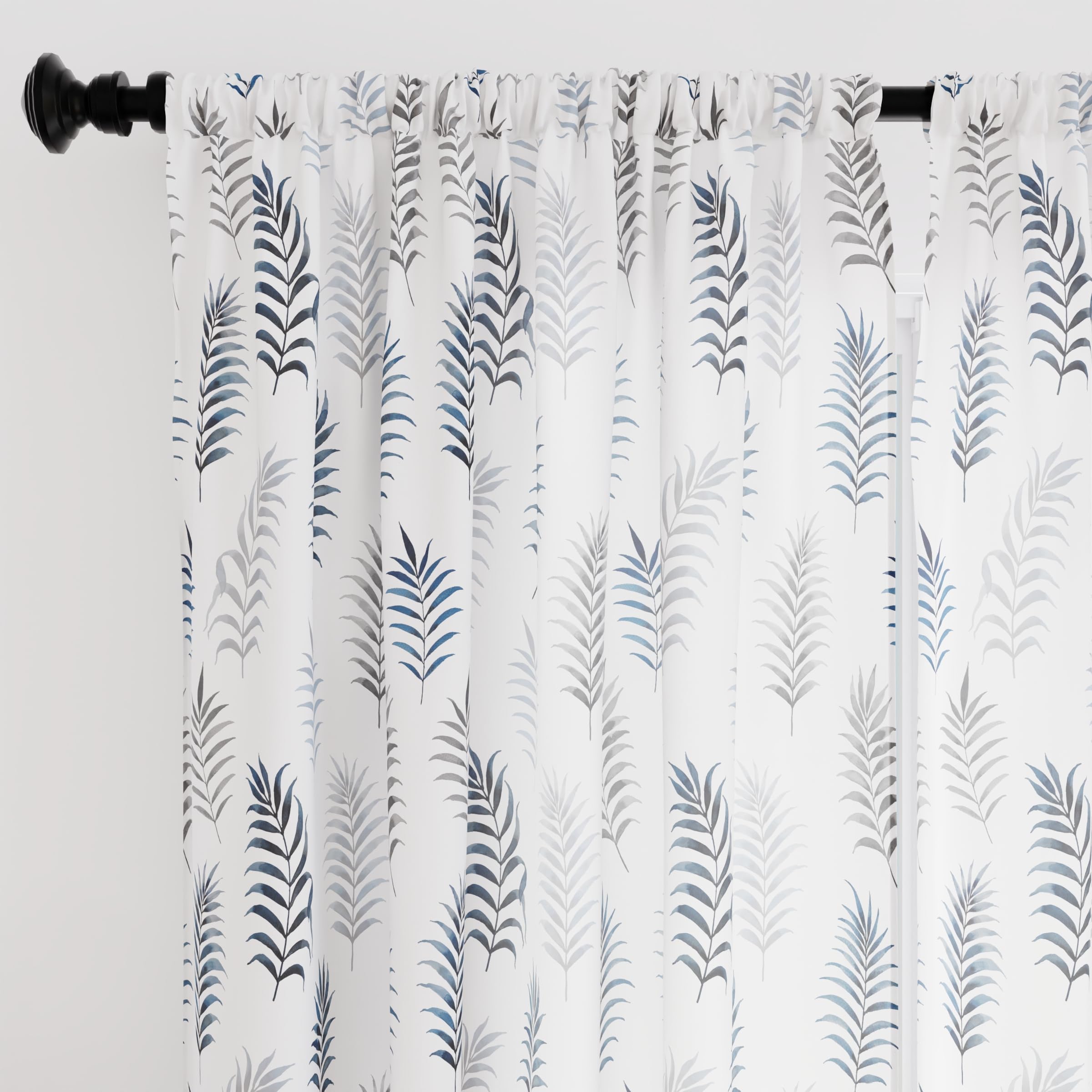 Encasa XO Semi-Sheer Wide Rod Pocket Printed Polyester Curtains - 55