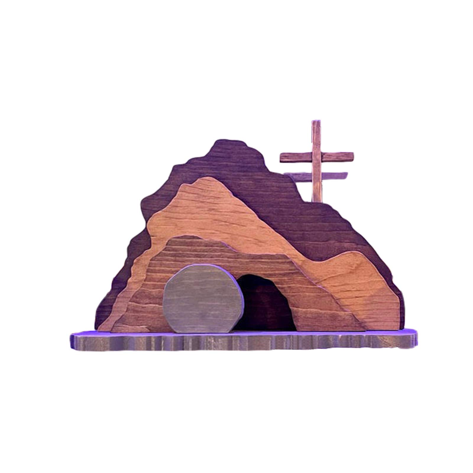 Handcrafted Wooden Easter Nativity Scene - Religious Resurrection Decoration, Jesus Puzzle Statue & Manger Creche Set for Home, Wedding & Montessori Play (Easter Home Decor & Gift Idea)