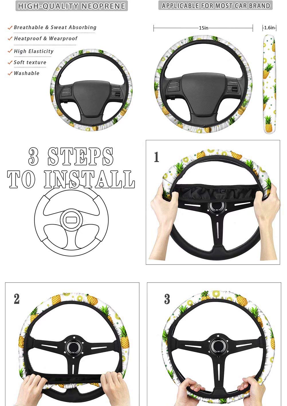 Starry Galaxy Car Accessories Set 11pcs - Steering Wheel & Seat Covers - Perfect for Men & Women Gift