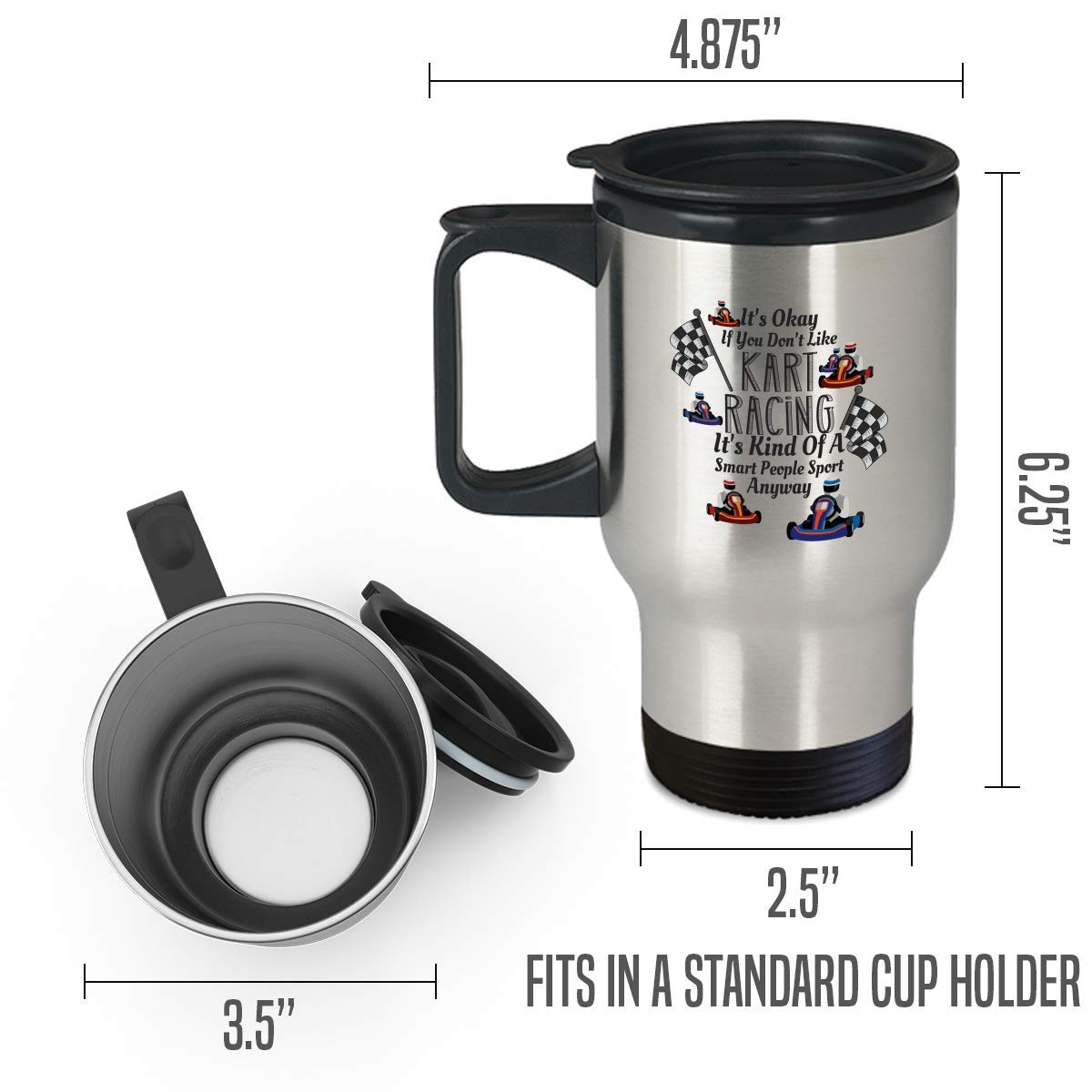 14 oz Insulated Travel Mug for Coffee & Tea - Leak-Proof Stainless Steel Racer Design - Perfect for Commuting, Road Trips & Outdoor Adventures