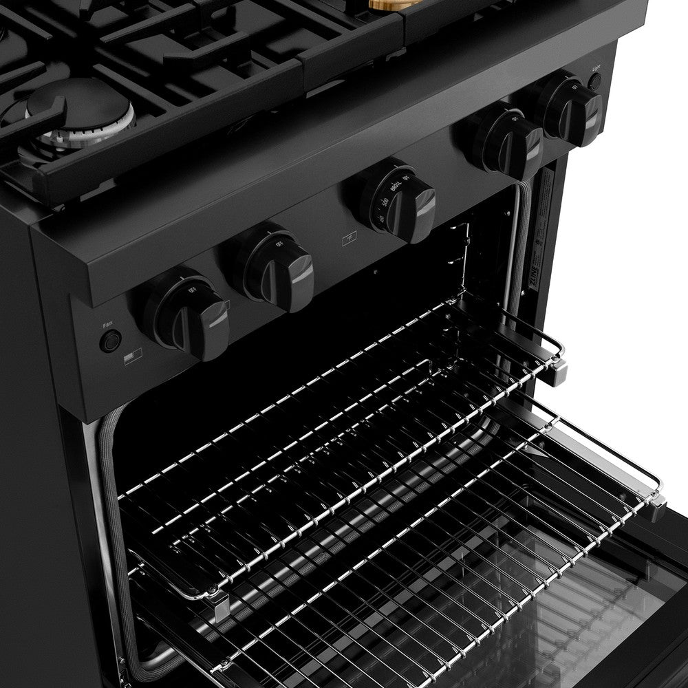 ZLINE 30 Inch 4.2 Cu. Ft. Black Stainless Steel Gas Range - 4 Burner Cooktop & Convection Oven (SGRB 30) | Professional Kitchen Appliance for Home Chefs & Cooking Enthusiasts