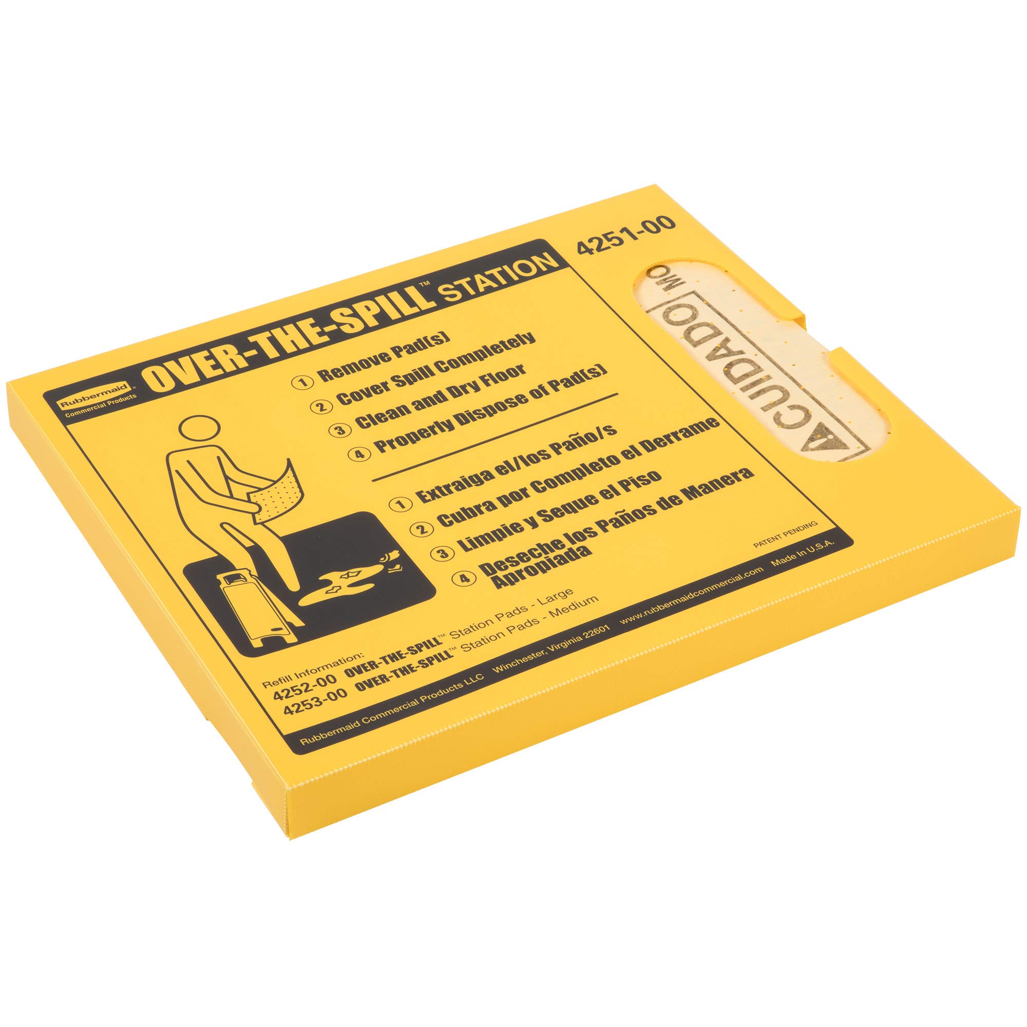 Rubbermaid Commercial Spill Absorbent Mat Pad Kit - Large Yellow Oil & Water Absorbing Pads for Fast Cleanup - Ideal for Restaurants, Offices, Facilities & Home Use - Perfect for Kitchen Spills, Garage Oil Leaks & Workplace Accidents