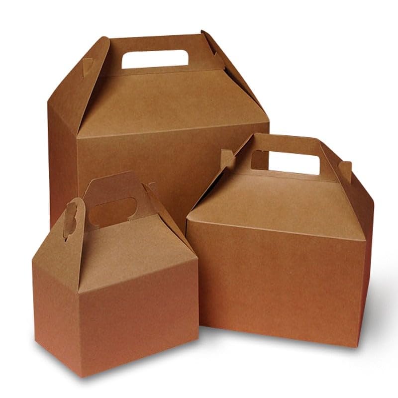 Paper Mart Large Gable Boxes - Pack of 100 Kraft Gift Boxes 10x7x8 Inches | Wedding Favors, Party Treats, Holiday Gifts & Retail Packaging | Eco-Friendly Food Box for Cookies, Candies & Small Gifts