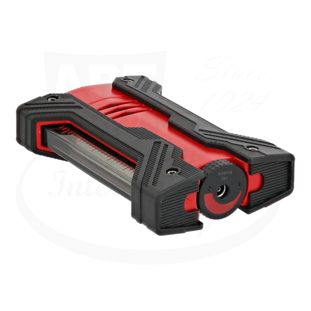 S.T. Dupont Defi XXtreme Luxury Windproof Lighter - Matte Black & Red Finish | Premium Butane Refillable Lighter for Cigars, Cigarettes & Outdoor Use