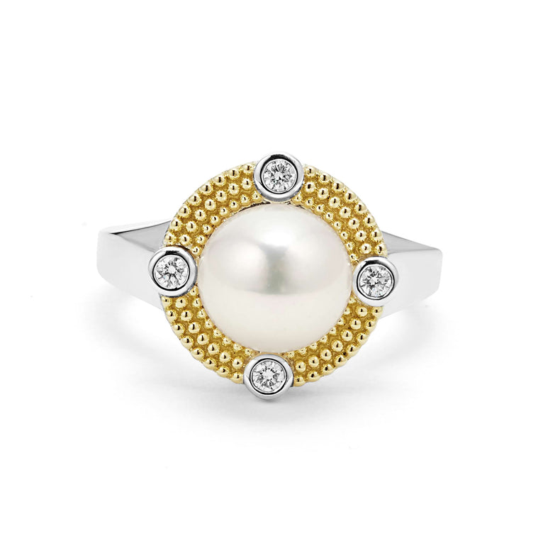 Exquisite Pearl and Diamond Ring for Women - Elegant Jewelry Gift for Wedding, Engagement & Special Occasions