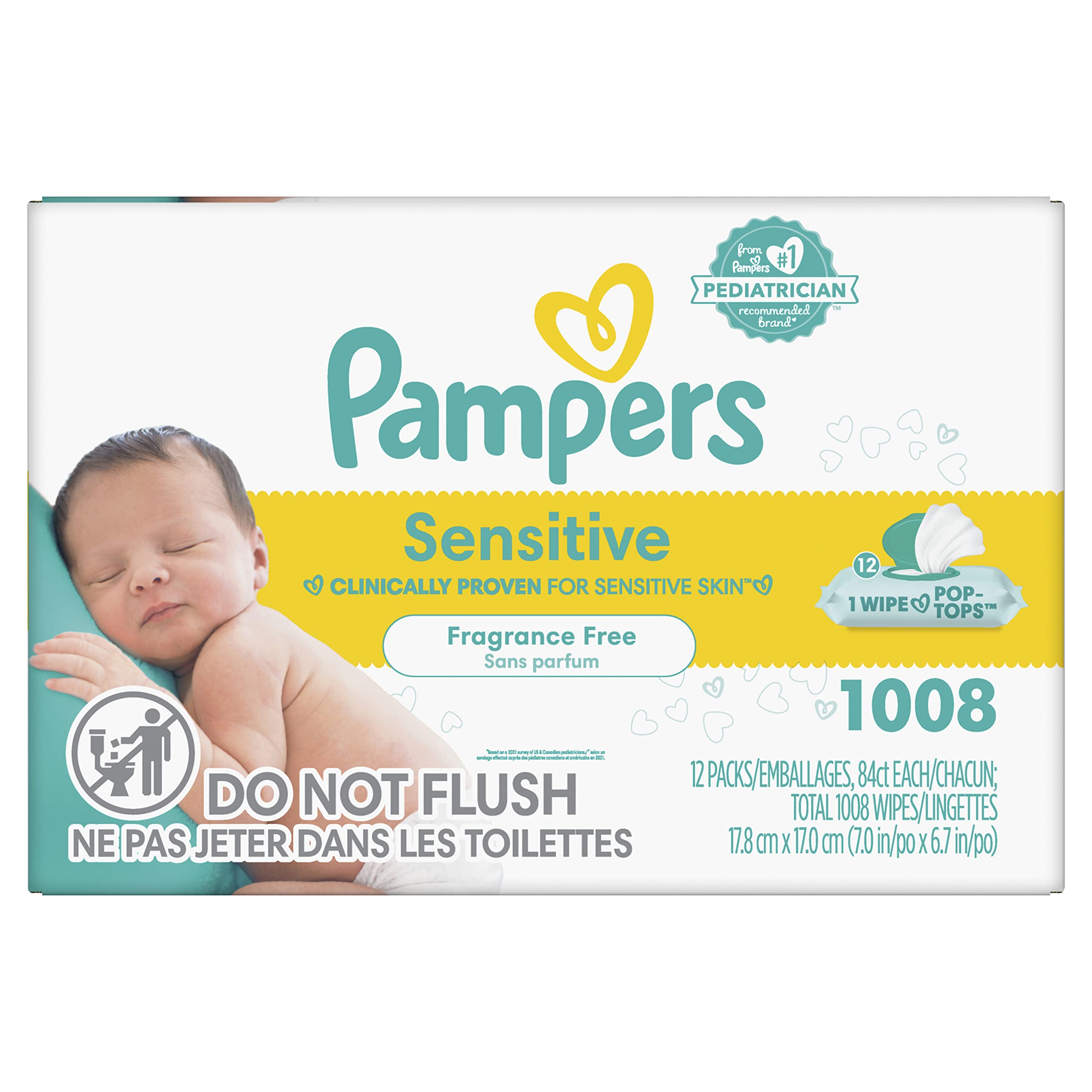 Pampers Easy Ups Potty Training Underwear for Toddlers - Boys & Girls, Sensitive Baby Wipes (12 Packs, 1008 Count) - Perfume Free, Leak Protection for Daytime & Nighttime Use - Perfect for Home, Daycare & Travel