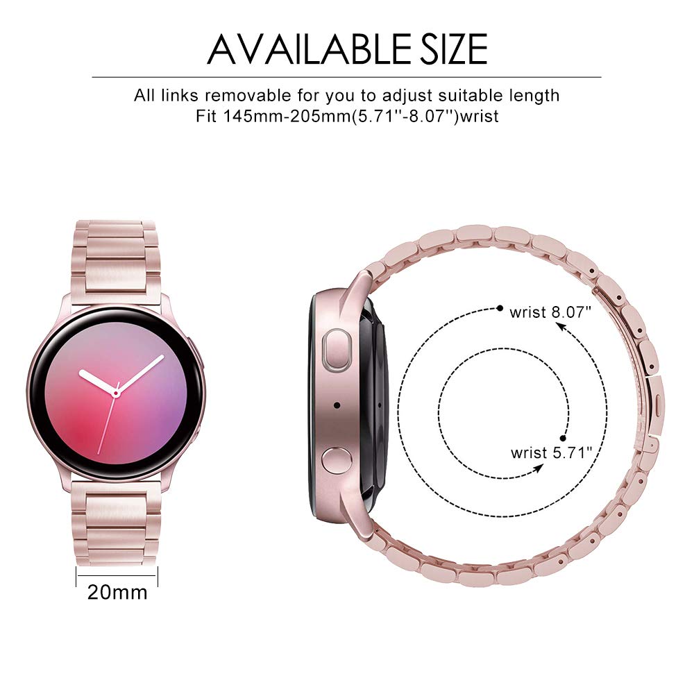 Syxinn Stainless Steel Metal Watch Band for Samsung Galaxy Watch Active/Active 2 (40mm/44mm), Galaxy Watch 4/4 Classic, Watch 5/5 Pro, Watch 3 (41mm/42mm) - Durable Replacement Strap for Workout, Office & Daily Wear
