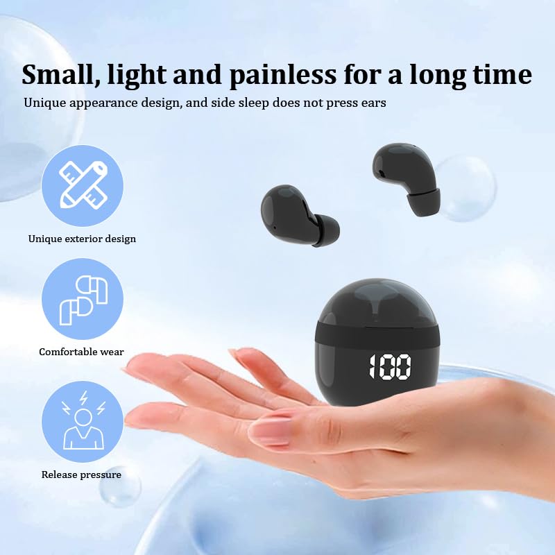 Mini Invisible Wireless Bluetooth Earbuds - IPX5 Waterproof Sleep Earphones for Small Ear Canals - Noise Blocking Sleepbuds for Sleeping, Working, Music & Travel - Perfect for Side Sleepers, Office Use & Daily Commute