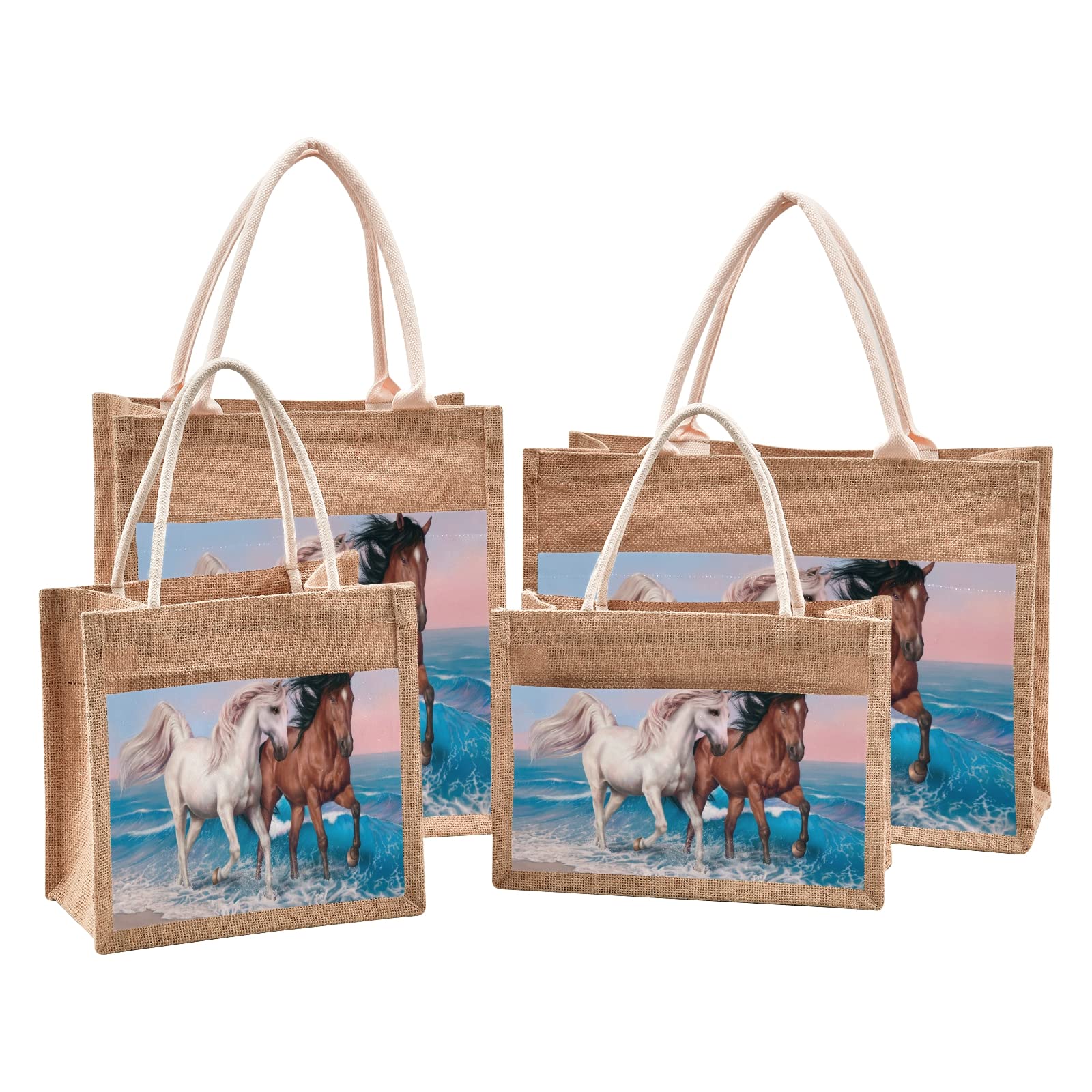 Stylish Jute Tote Bag for Women - Eco-Friendly Beach Wedding & Grocery Shopping Purse with Handles - Perfect for Travel, Seaside Outings & Everyday Use