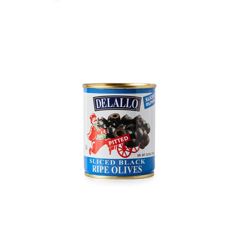 DeLallo Sliced Ripe Olives 3.8 oz (Pack of 4) - Premium Mediterranean Olives for Salads, Pizzas & Pasta Dishes