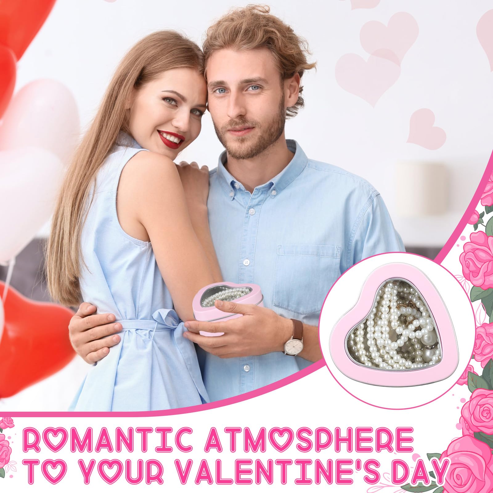 12 Pcs 6.5 oz Heart Shaped Metal Tins with Clear Window Lids - Valentine's Day Candle Containers, Empty Heart Box for DIY Candle Making, Candy Storage, Gift Packaging & Jewelry Organizer (Pink) - Perfect for Romantic Gifts, Wedding Favors, Party Decor & Home Storage