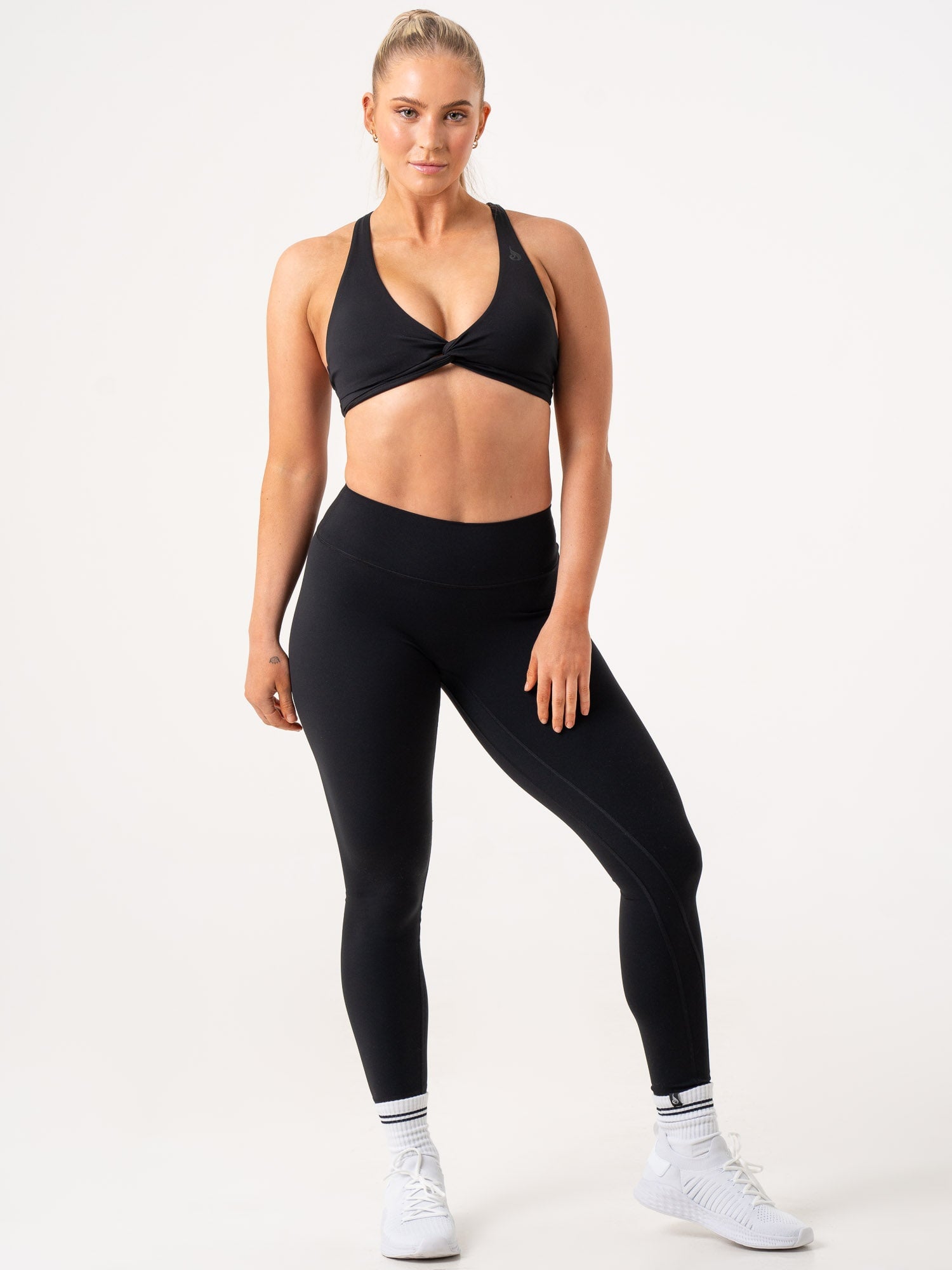 NKD Knot Sports Bra for Women - High Support Workout Top for Running, Yoga & Gym - Breathable & Comfortable Black Activewear
