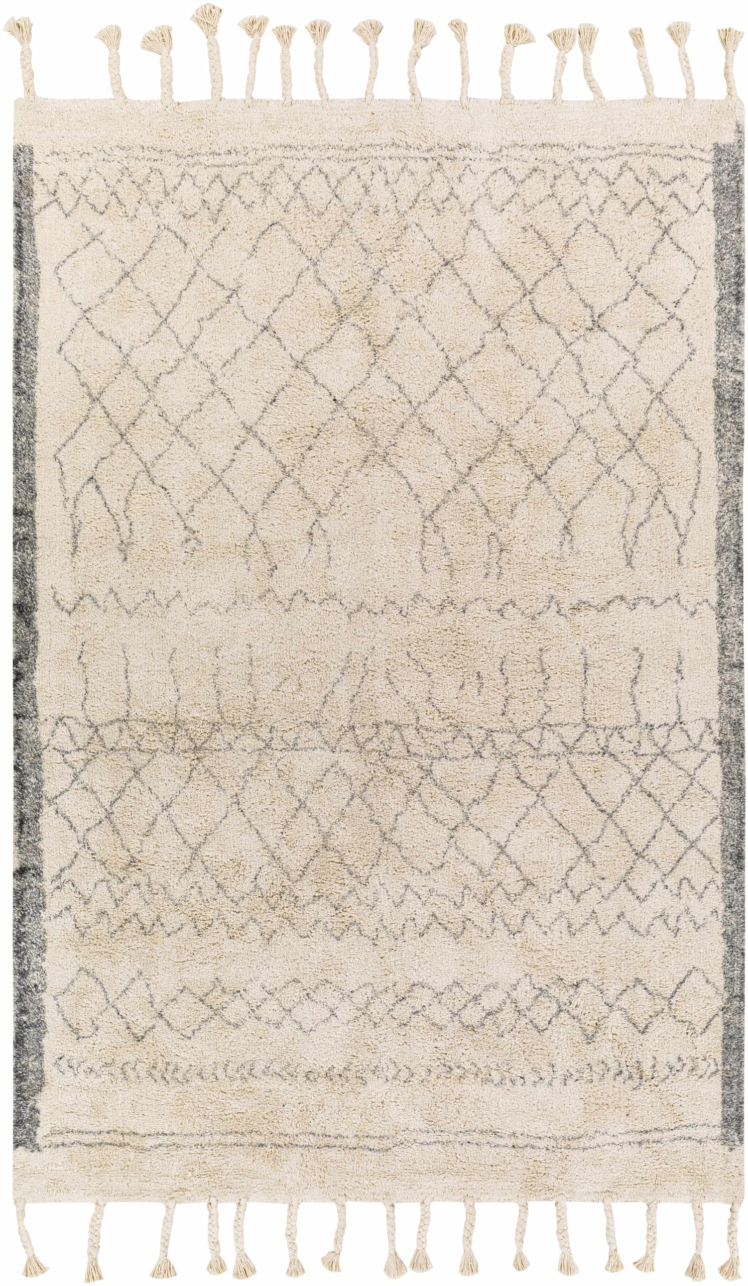 Bohemian Transitional Area Rug for Living Room & Bedroom - Gray & Cream 2'6