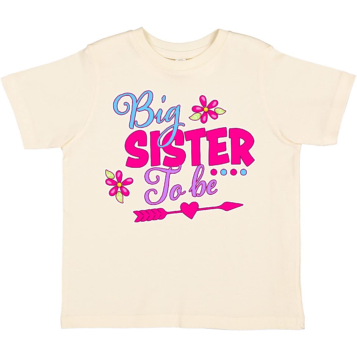 Inktastic Big Sister to Be with Flowers and Arrow Toddler T-Shirt - Cute Pregnancy Announcement & Sibling Gift for Toddler Girls