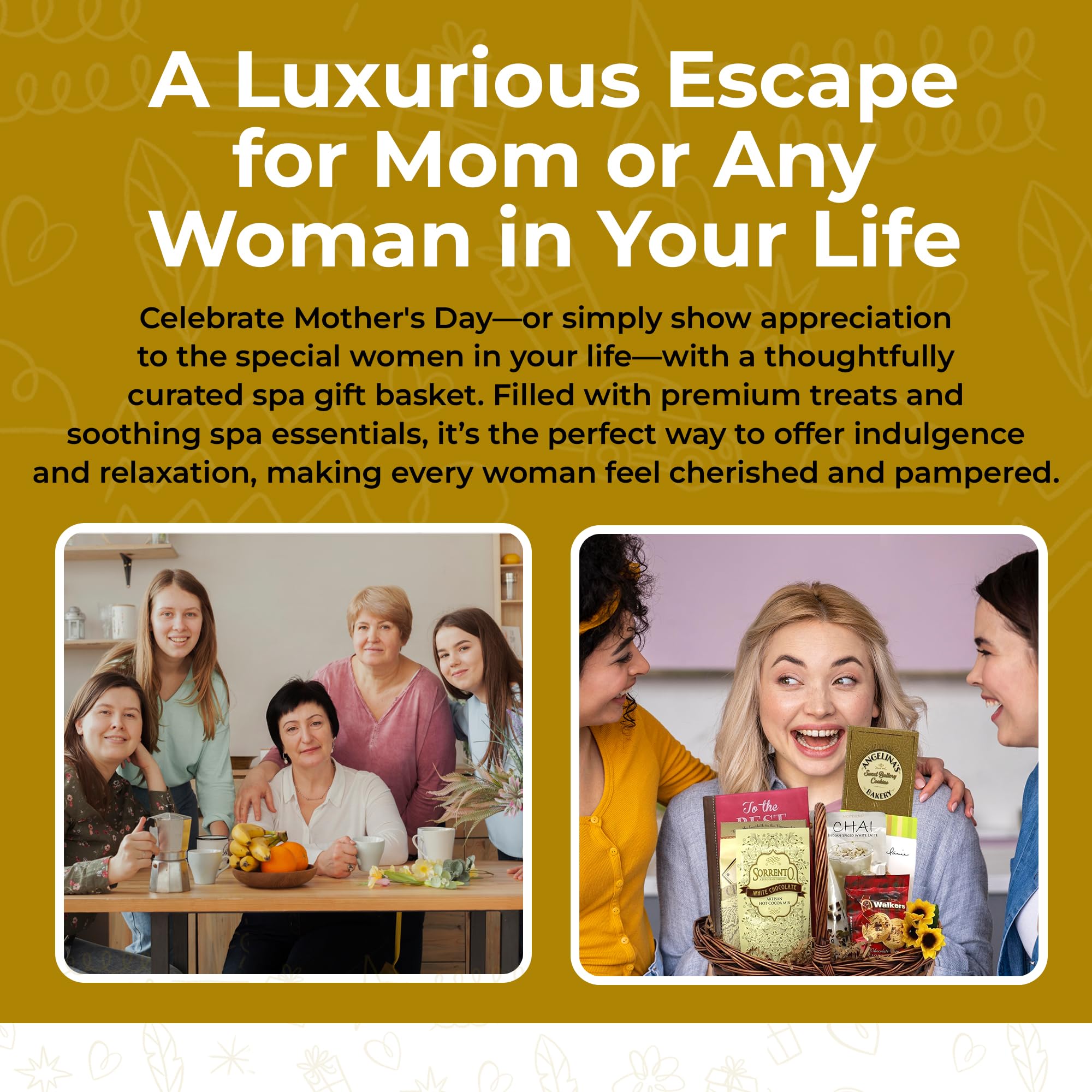 Luxury Spa Gift Basket for Mom - Happy Mother's Day Deluxe Gift Set with Premium Bath & Body Products - Thoughtful Present for Women - Perfect for Mother's Day, Birthday & Appreciation Gifts | Relaxation at Home, Pampering Self-Care, Thank You Present