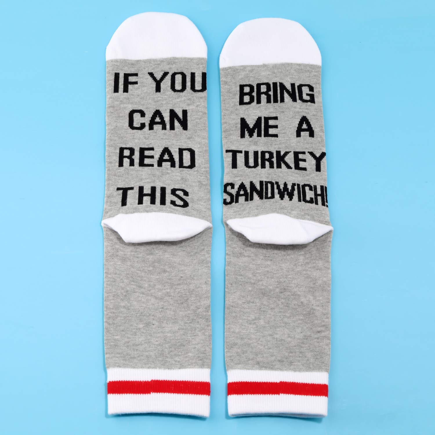 JXGZSO 2 Pairs Funny Turkey Sandwich Socks - Perfect Gift for Sandwich Lovers - Novelty Socks with 'Bring Me A Turkey Sandwich' Text - Comfortable & Unique Design for Christmas, Thanksgiving, or Casual Wear