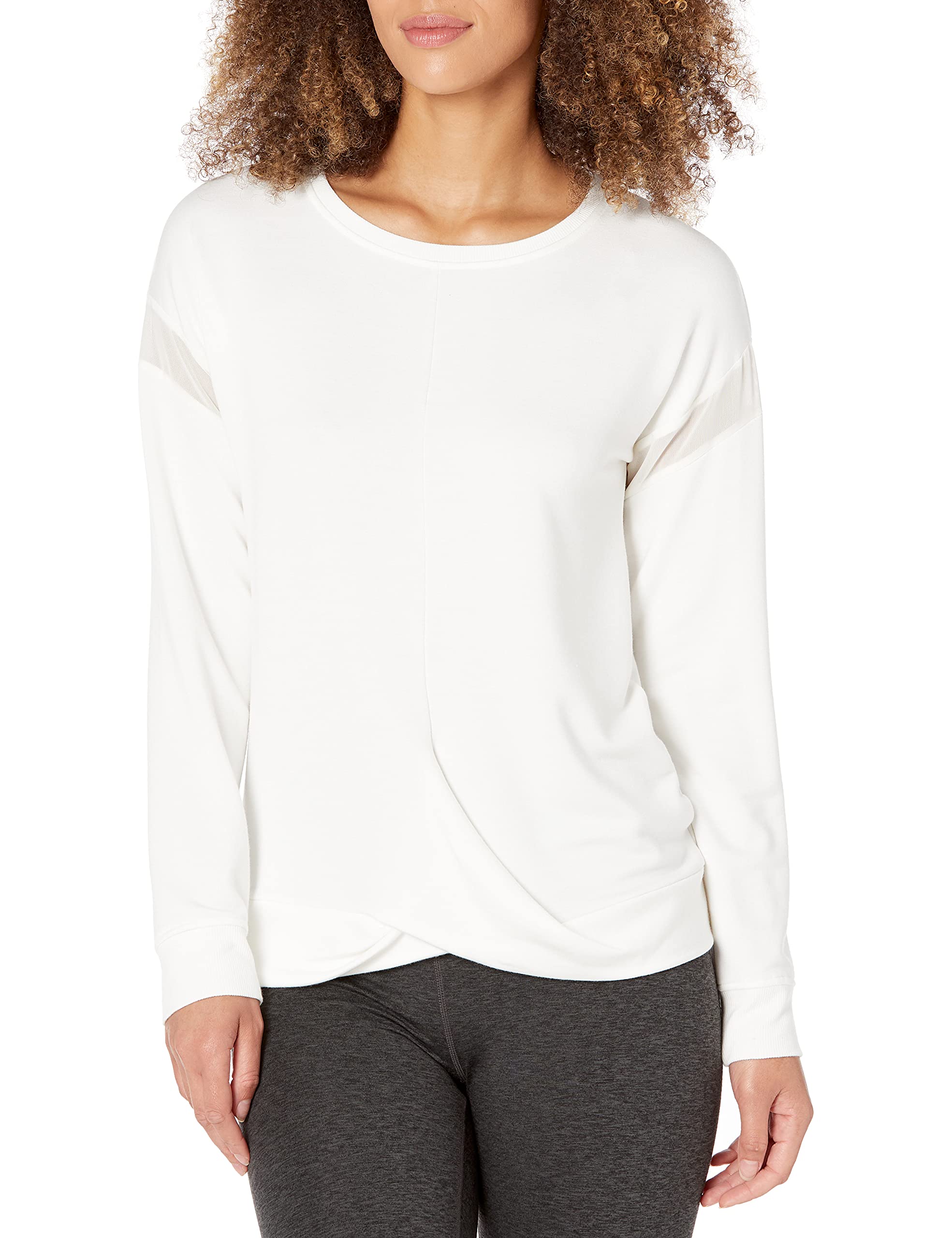 Danskin Women's Twist Front Pullover Sweatshirt - Soft Casual Long Sleeve Crewneck Top for Yoga, Gym & Lounge Wear | Comfortable Workout Shirts for Women
