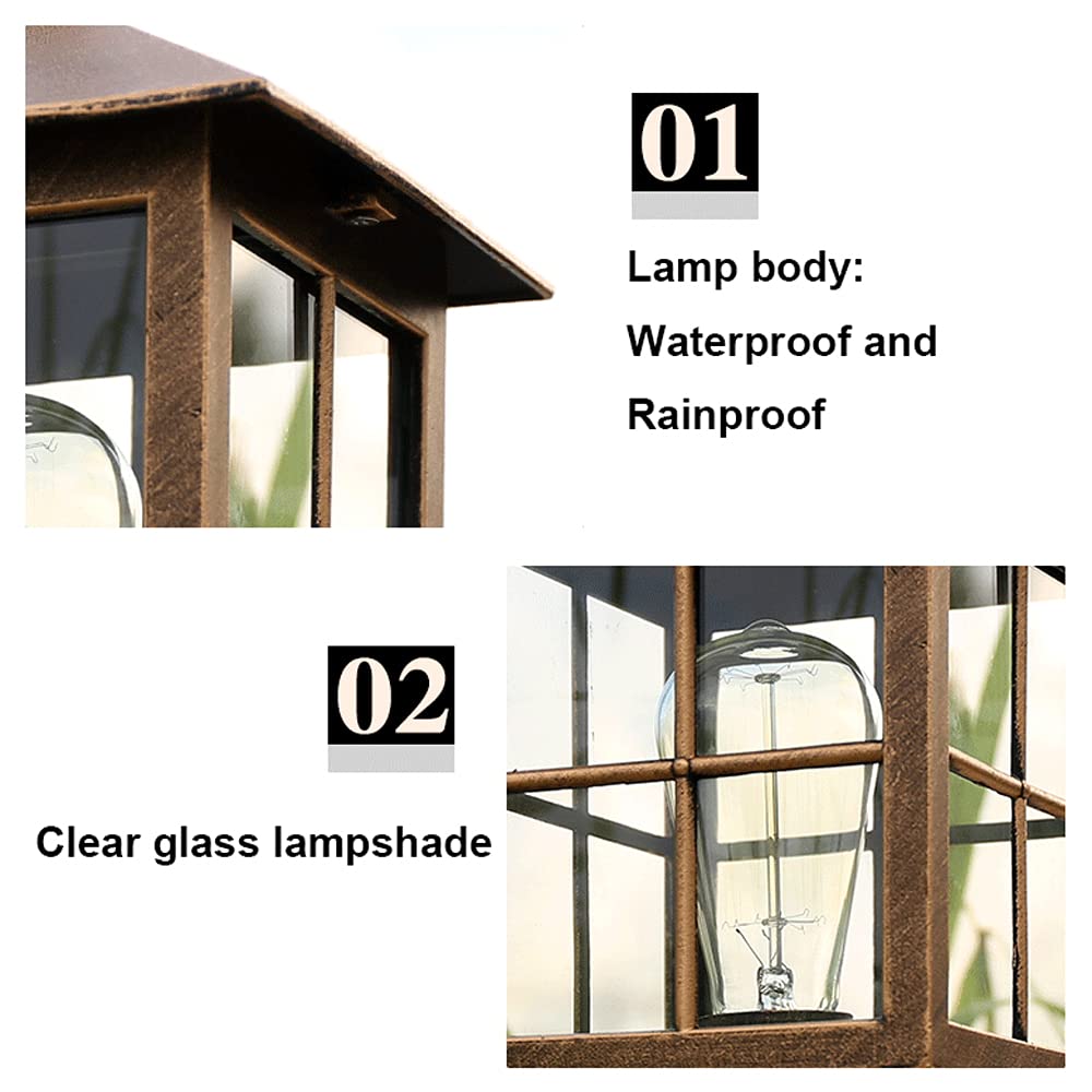 SLAWA Modern Outdoor Column Lights - Waterproof Aluminum Exterior Pillar Lights with Glass Lampshade for Garden, Patio, Pathway & Driveway Lighting | Durable Weatherproof Design for Year-Round Use