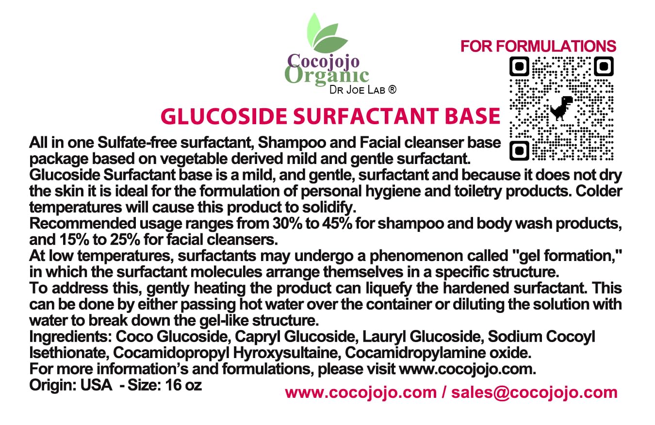 **Plant-Derived Glucoside Surfactant Base - All-in-One Natural Gentle Mild Rich Foaming Cleanser - Lauryl Decyl Coco Capryl Caprylyl Cosmetic Liquid for Hand Soap & Body Wash - 1 Gallon (Pack of 1) - Perfect for Sensitive Skin & Eco-Friendly Home Care**