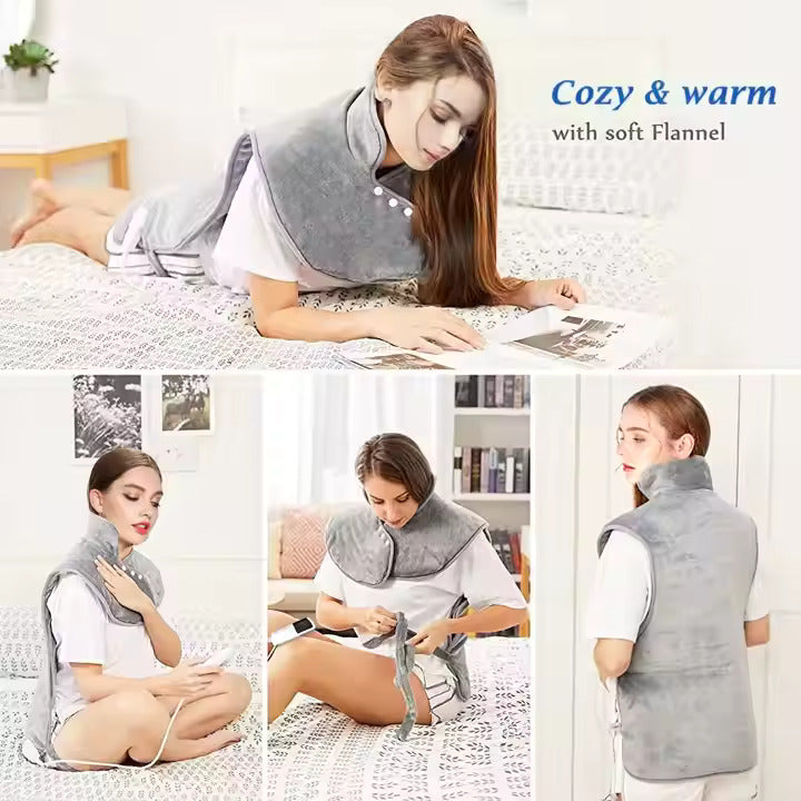 INSTA HEAT BACK Heating Pad - Fast Heating, Soft Micro Plush, 6FT Long Power Cord for Full Coverage - Electric Heating Pad for Back Pain Relief, Muscle Relaxation - Perfect for Home, Office & Car Use