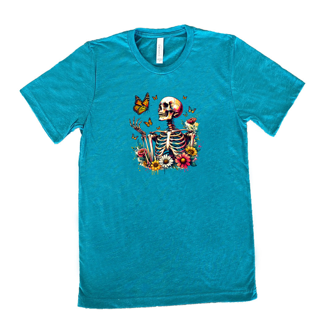Skeleton Butterflies Graphic T-Shirt for Men & Women | Gothic Unisex Tee for Casual Wear, Halloween, and Alternative Fashion