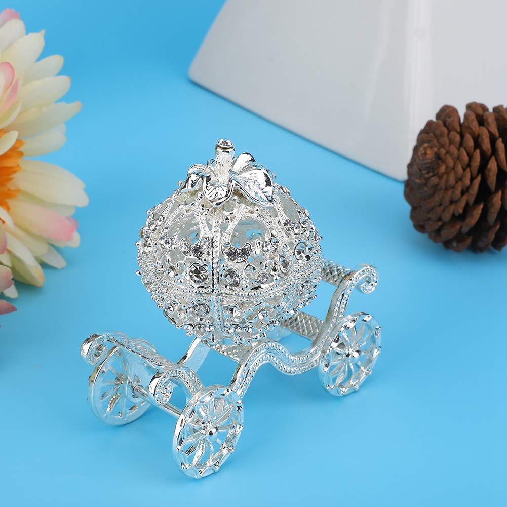 Sparkling Rhinestone Crystal Pumpkin Carriage Jewelry Box - Elegant Trinket Storage, Gift & Collectible Display for Necklaces, Rings & Earrings - Perfect for Home Decor, Wedding Favors & Disney Princess Theme Parties