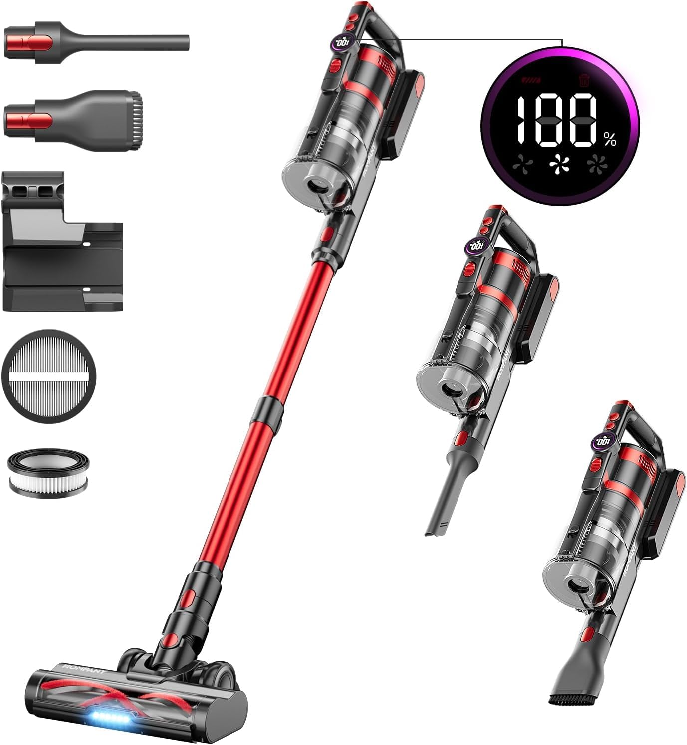 2024 Newest Cordless Stick Vacuum Cleaner - 40KPa/500W Powerful Suction, Smart LED Display, 60 Min Runtime, Dual Handle Design for Home Cleaning - Perfect for Pet Hair, Carpets & Hard Floors | Ideal for Quick Cleanups, Whole-House Cleaning & Pet Owners