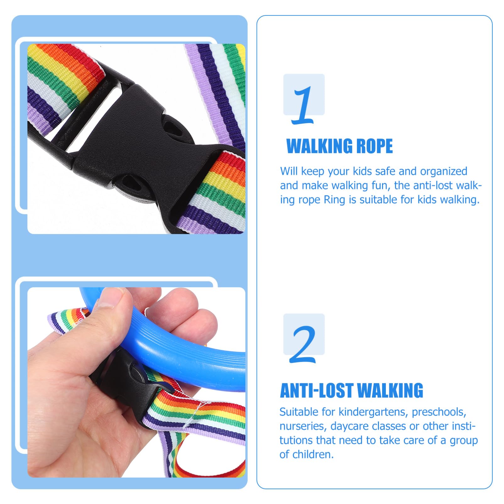 iBasenice Lightweight Kids Walking Rope with Safety Handles - Adjustable Toddler Leash for Preschool Safety (Perfect for Outdoor Walks, Shopping Trips & Crowded Places)