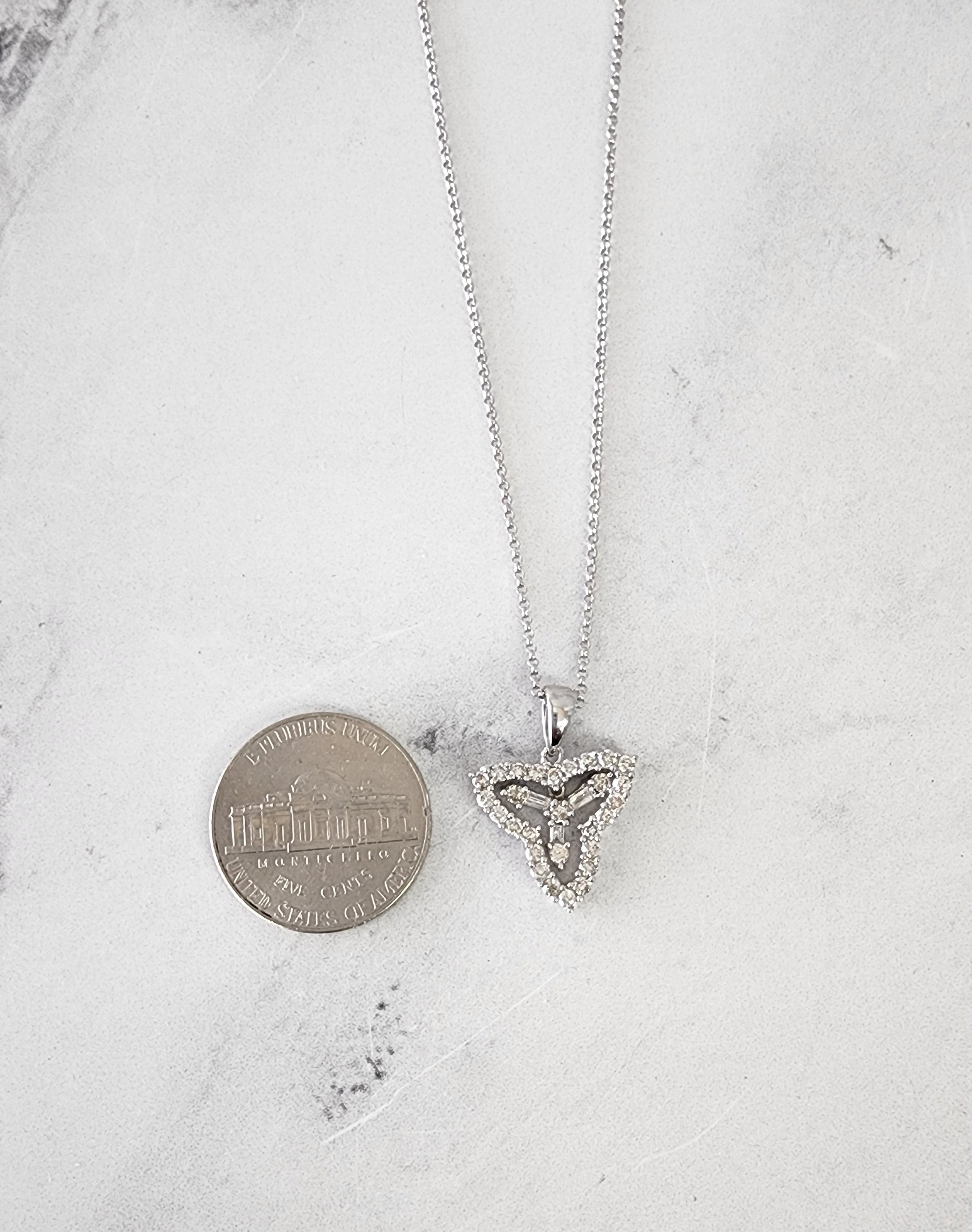 14K White Gold Trinity Diamond Necklace for Women - Elegant Layered Pendant Jewelry Gift for Anniversary, Wedding & Special Occasions