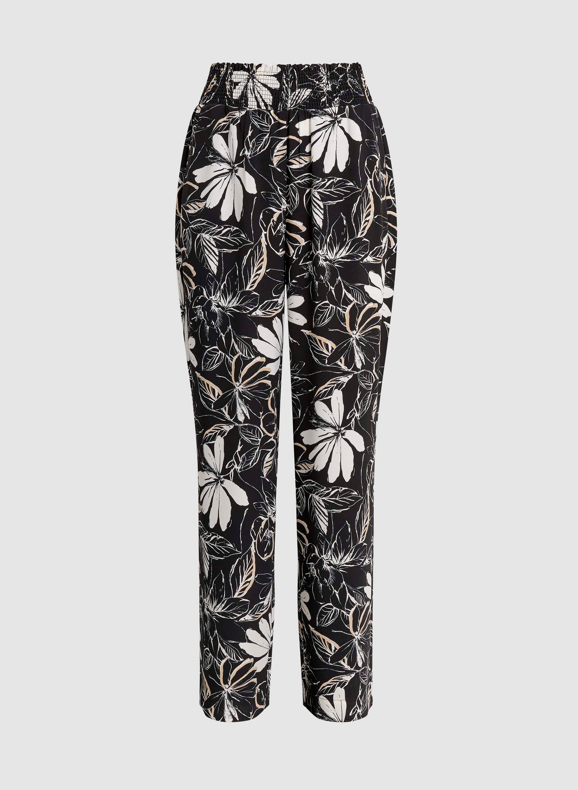 Floral Print Wide Leg Crepe Pants for Women - Boho Chic Lounge & Summer Vacation Outfits