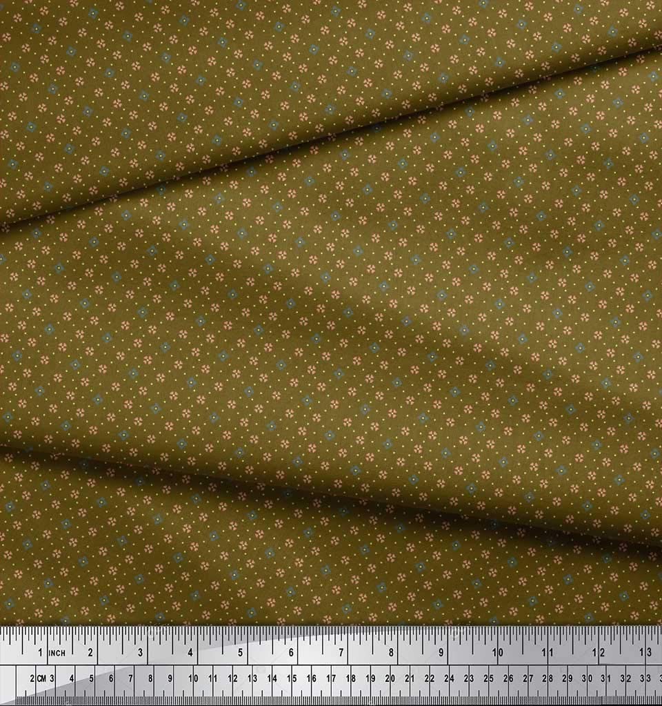 Soimoi Moss Georgette Brown Fabric by The Yard - 42 Inch Wide Dot & Heart Printed Fabric for DIY Dresses, Blouses, and Home Decor Projects